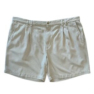 Tommy Bahama Men's‎ Size 44 Beige Silk Pleat Front Classic Chino Shorts Pockets